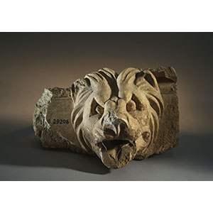 Fragment of an architectural cornice with a lion protome dripstone