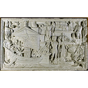 Relief with a port scene