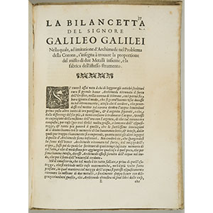 Galileo Galilei, La bilancetta, in Opere di Galileo Galilei (facsimile)