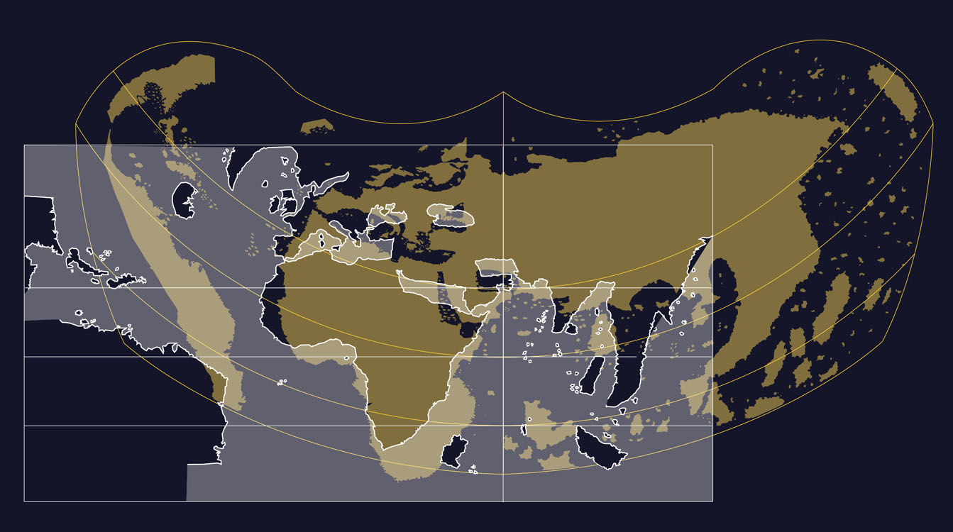 Comparison between sea chart and world map